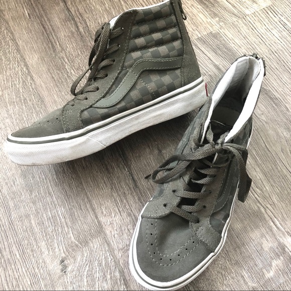army green checkered vans